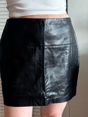 GREY LAB Black Leather Mini Skirt